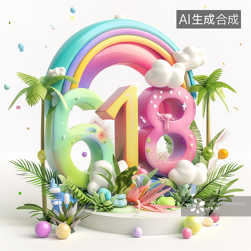 【AI数字艺术】618电商节三维素材图片素材