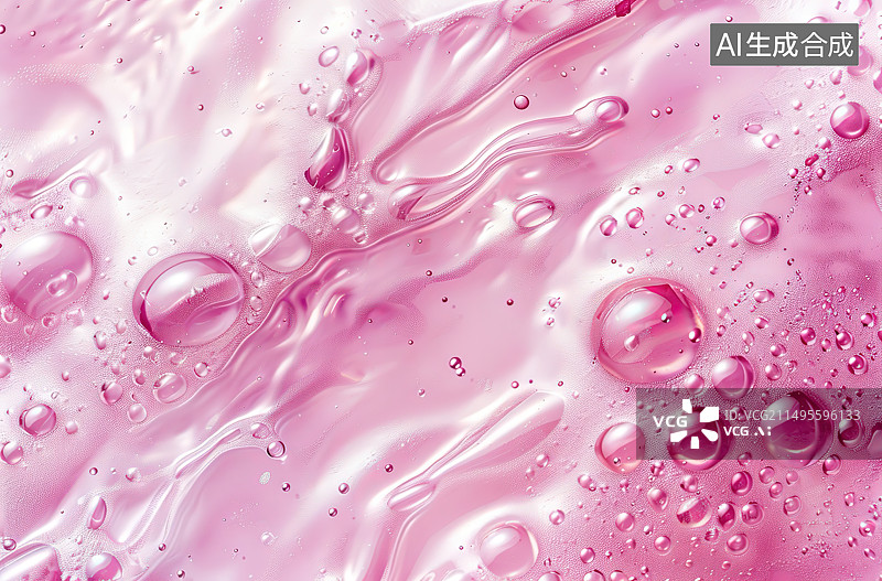 【AI数字艺术】粉红色背景下的气泡特写镜头图片素材