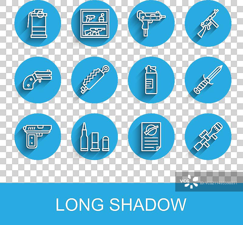 手枪子弹手雷烟雾线条合集图片素材