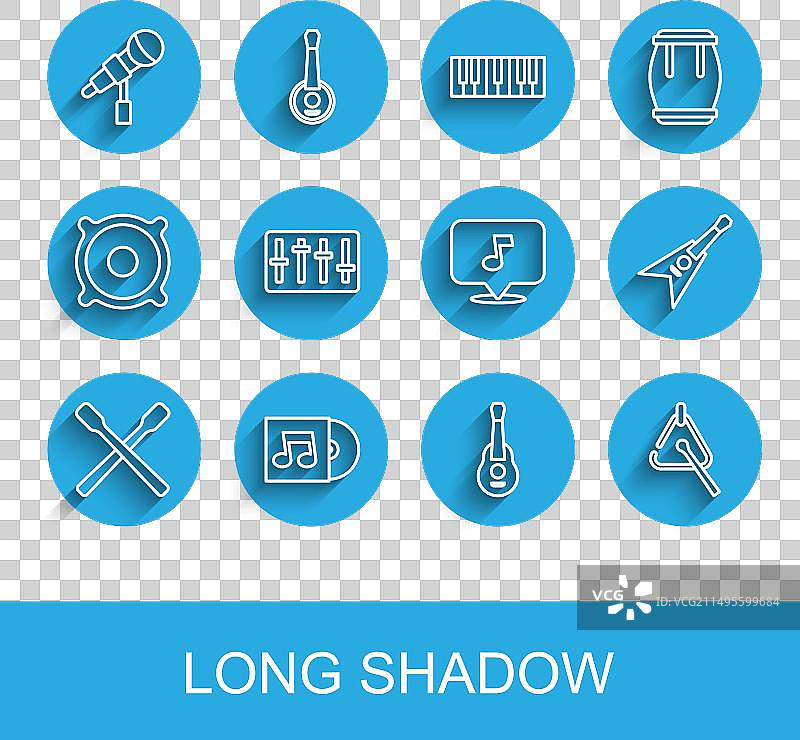 鼓槌、黑胶唱片、麦克风与吉他图片素材