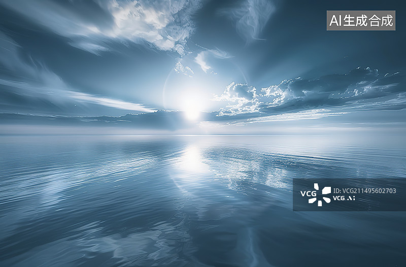 【AI数字艺术】湖面上的日出图片素材