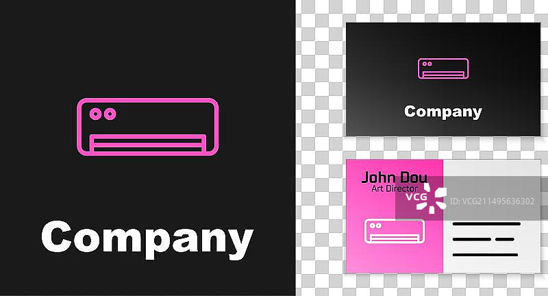 黑色背景上的粉色线条空调图标图片素材