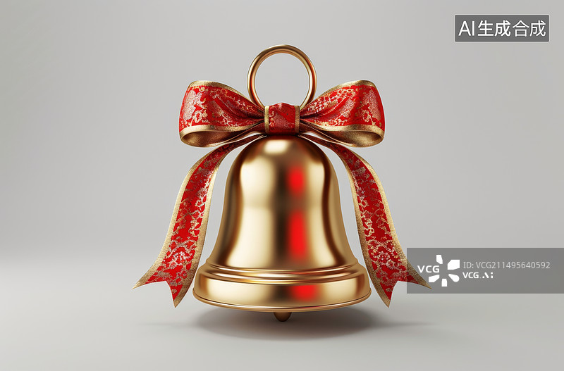 【AI数字艺术】金色铃铛元素3D插画图片素材