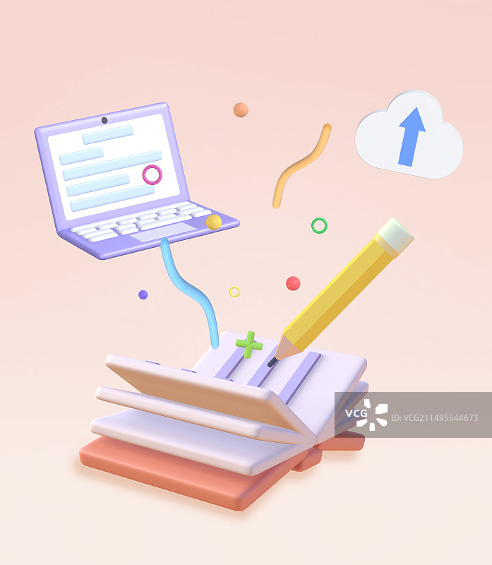 在线教育互联网学习3D卡通插画图片素材