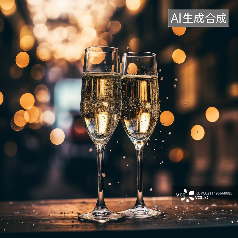 【AI数字艺术】香槟酒碰杯素材图片素材