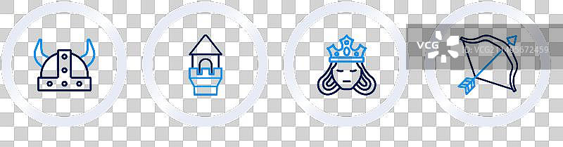 中世纪弓箭公主或女王线条图片素材