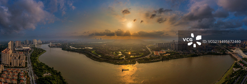 夕照邕江图片素材