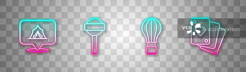 线条集：马戏帐篷、棒棒糖、热气球等图片素材