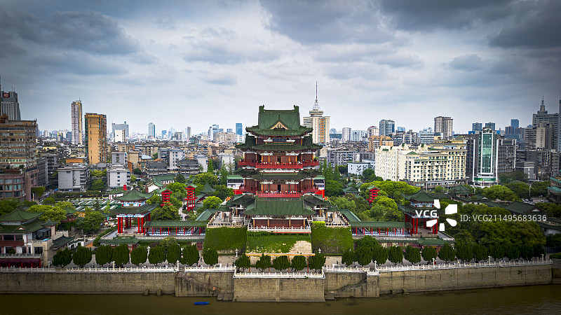 滕王阁阴天航拍图片素材