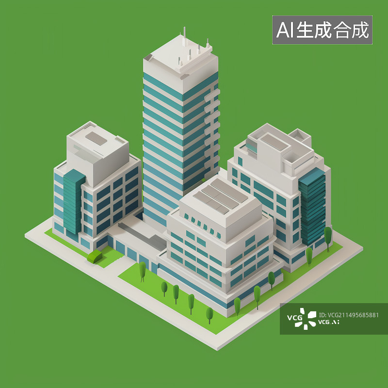 【AI数字艺术】城市社区2.5D插画素材图片素材