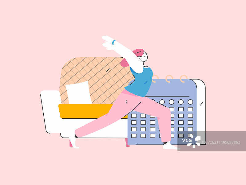 练习瑜伽身心健康扁平矢量人物概念运营手绘插画图片素材