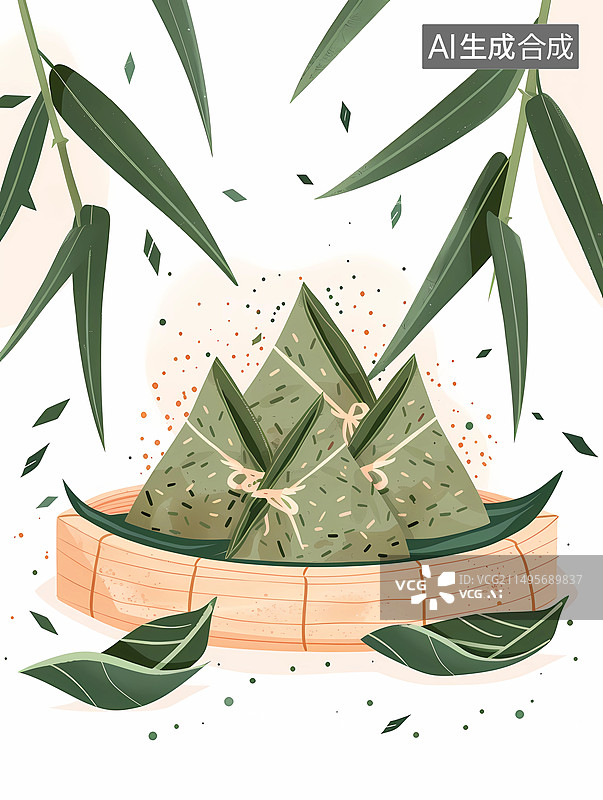 【AI数字艺术】端午节主题插画——粽子图片素材