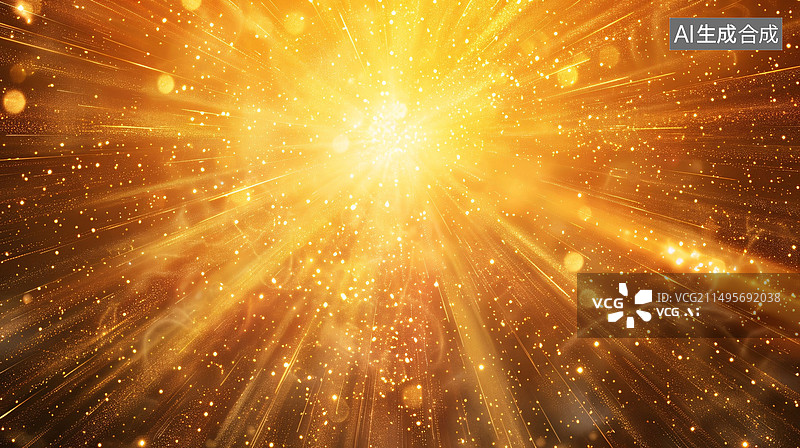 【AI数字艺术】金色射线背景渐变抽象PPT背景图片素材