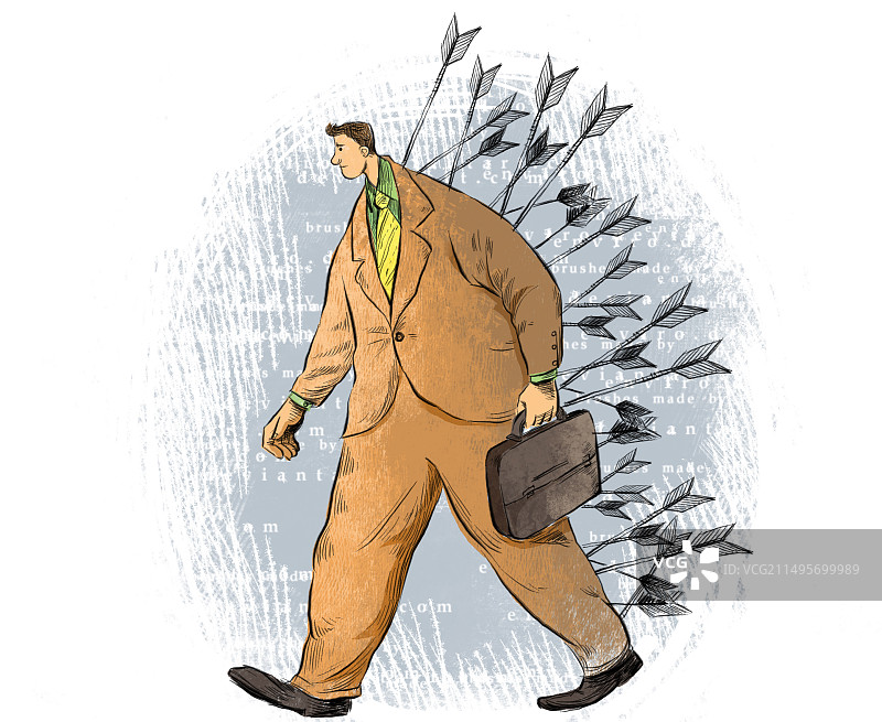 被谣言的暗箭伤害的男性商人图片素材