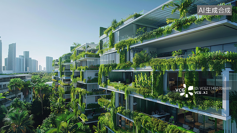 【AI数字艺术】建筑高楼长满了植物图片素材