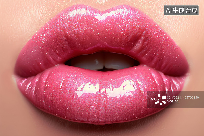 【AI数字艺术】女人性感的嘴唇的特写图片素材