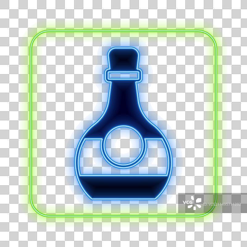 发光霓虹干邑或白兰地酒瓶图标图片素材