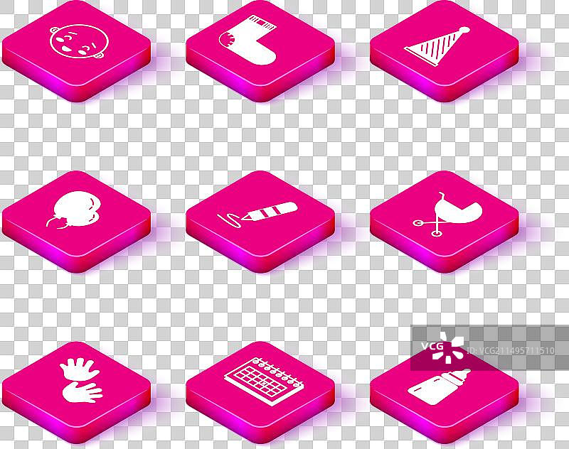 婴儿手印日历气球套装图片素材