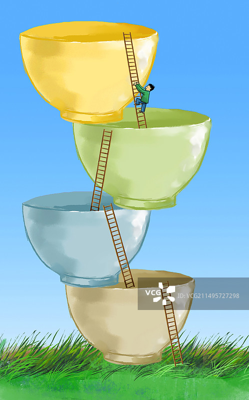 金饭碗，阶梯，公务员，跳槽，工资图片素材