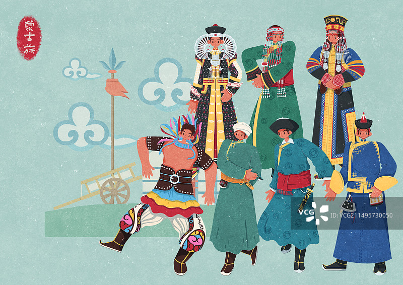 蒙古族不同服饰图片素材