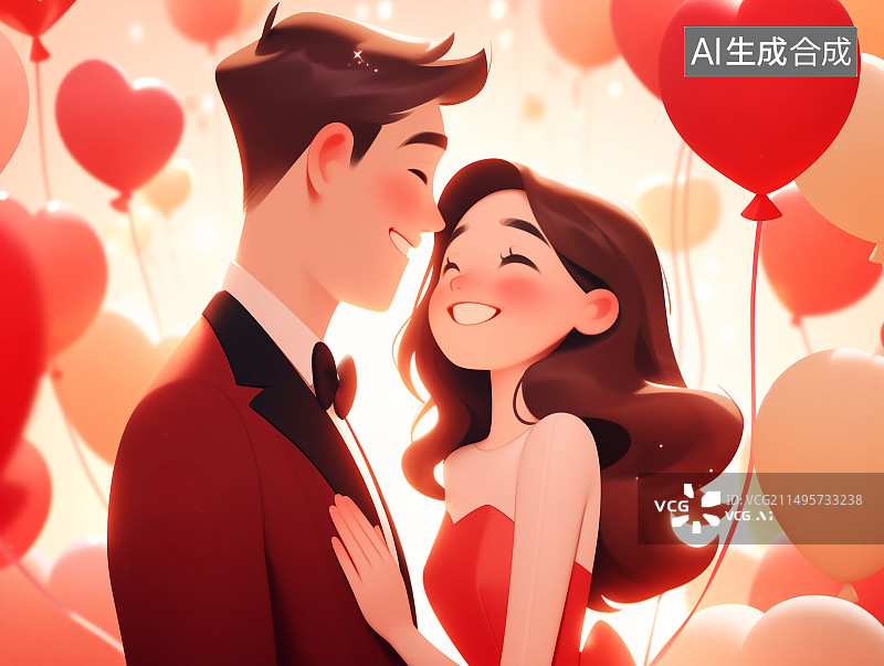 【AI数字艺术】520情人节婚礼浪漫情侣约会恋爱告白插画图片素材