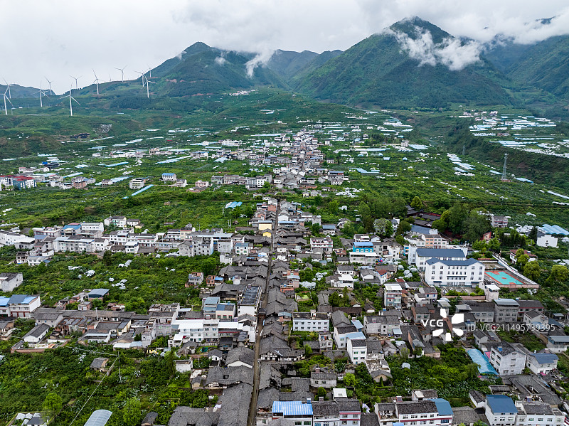 四川汉源清溪镇清溪古城航拍图片素材