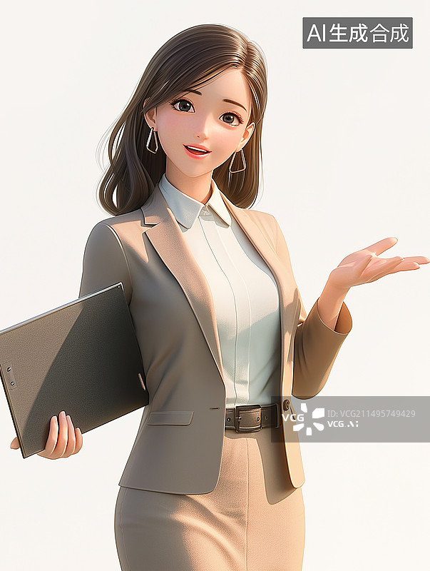 【AI数字艺术】金融行业女人在看板前讲解图片素材