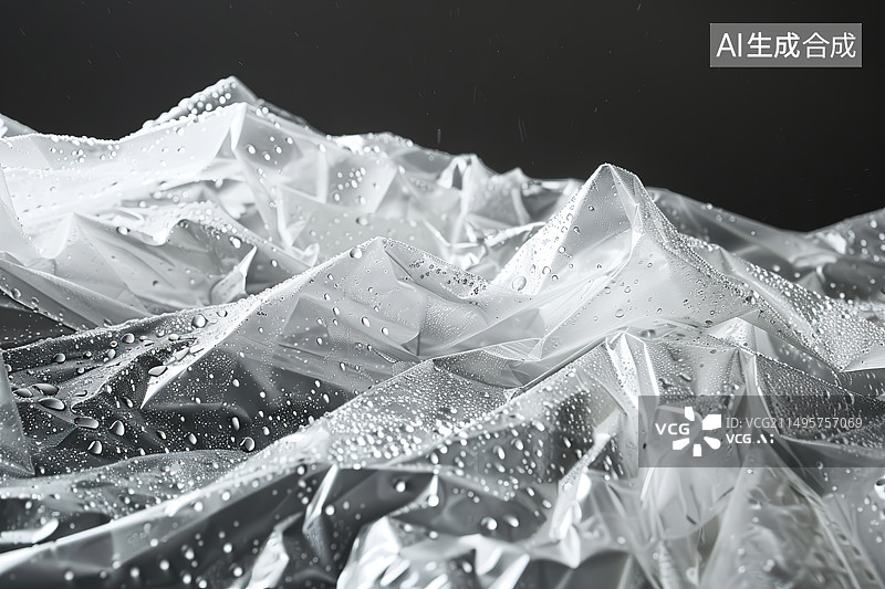 【AI数字艺术】黑色背景下的湿玻璃特写镜头图片素材