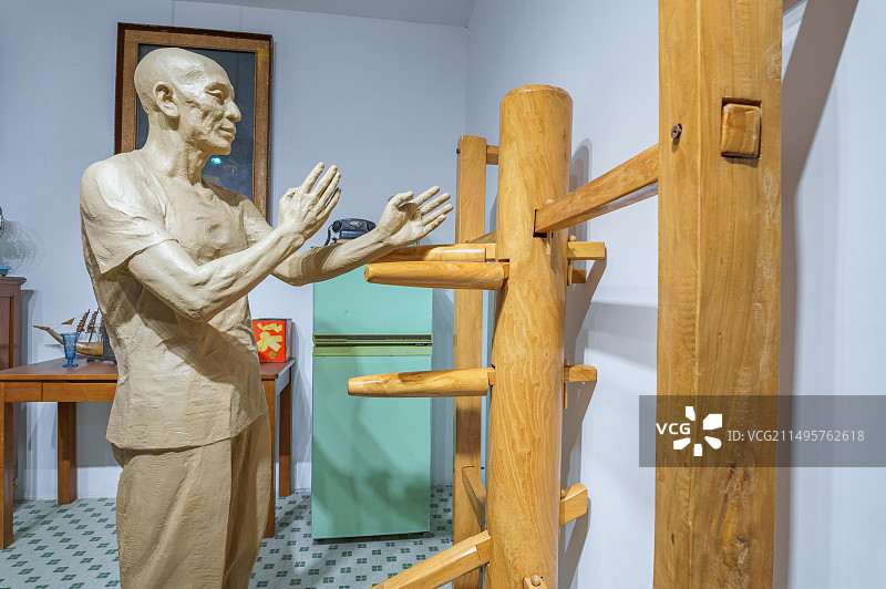 佛山祖庙博物馆叶问堂展览馆咏春拳木人桩图片素材