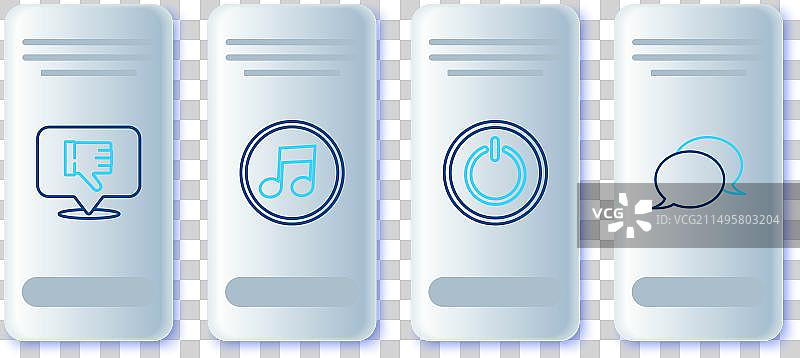 音符电源按钮和不喜欢图标线条图片素材