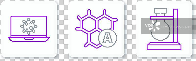 试管、烧瓶、支架、细菌和笔记本电脑组合图片素材