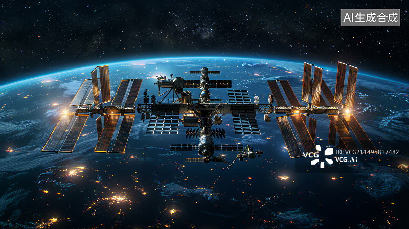 【AI数字艺术】载人飞船空间站宇宙探索科幻场景图片素材