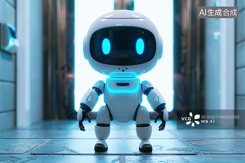 【AI数字艺术】机器人穿过未来大门科幻未来金属场景插图图片素材