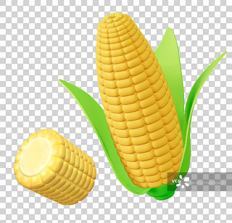 玉米蔬菜3D卡通插画元素图片素材