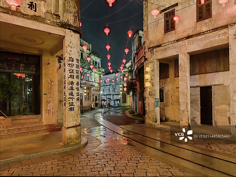 开平 赤坎古镇夜景图片素材