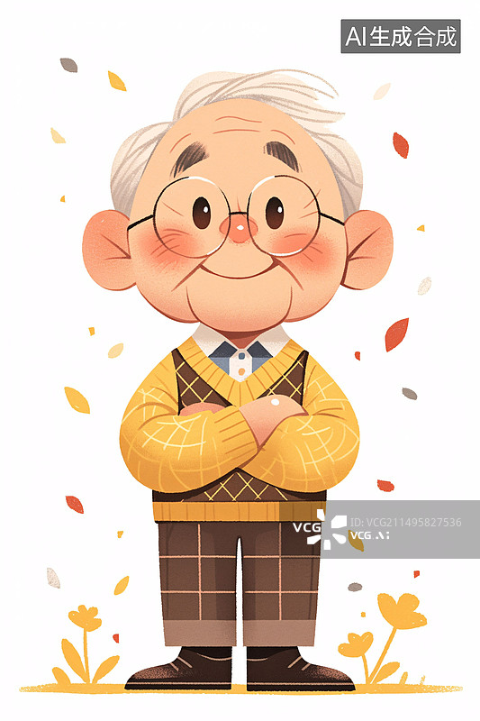 【AI数字艺术】老年人养老微笑重阳节祖父母生活方式插图图片素材