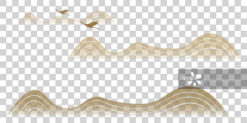 新中式风格的山水画元素图片素材