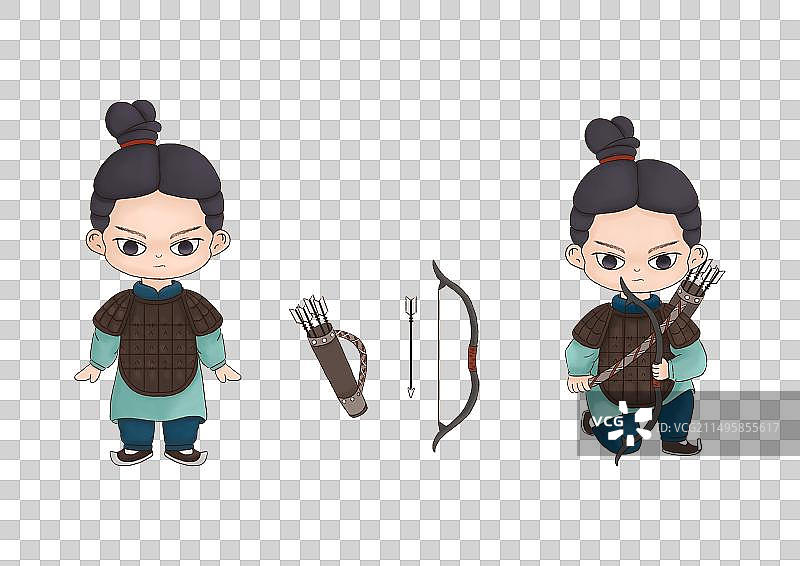 Q版可爱兵马俑——跪射俑图片素材