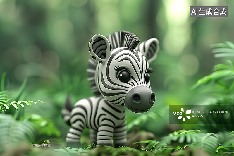【AI数字艺术】植物上的斑马特写镜头图片素材