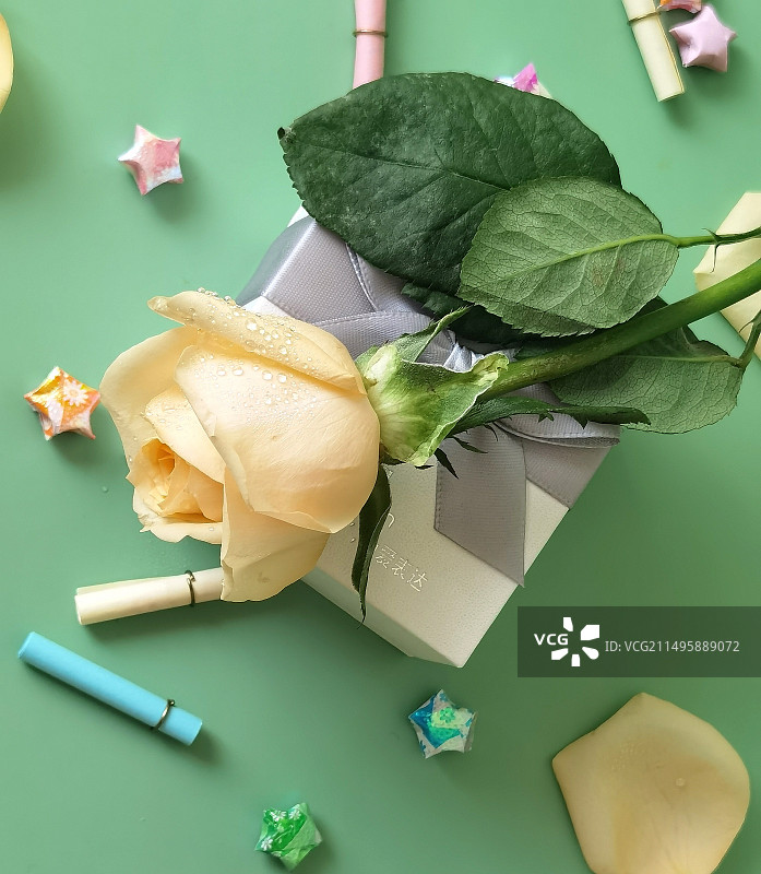 静物：520情人节（玫瑰花与礼物）图片素材