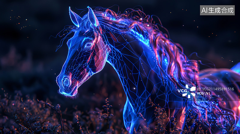 【AI数字艺术】黑色背景下马的特写背景图片素材