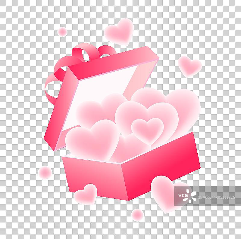 520七夕情人节促销爱心礼物盒伴侣情侣插画元素图片素材