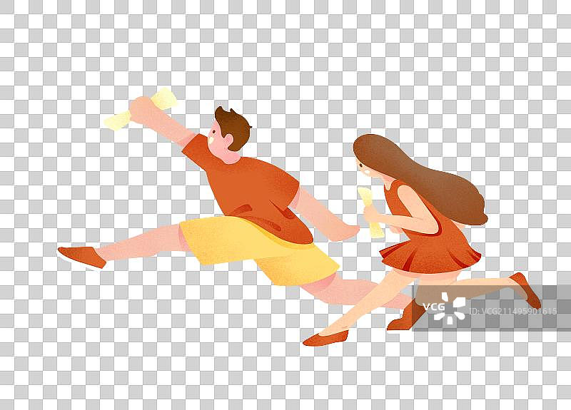 奔跑学习冲刺的男生女生手绘插画元素图片素材