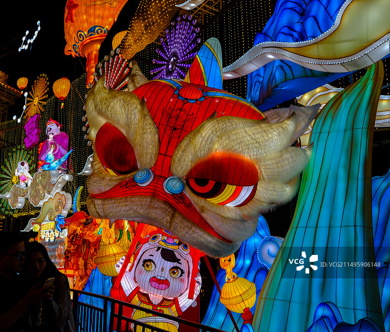 第三十届自贡恐龙灯会，自贡中华彩灯大世界，欢乐中国年灯组，中国年灯组，龙年灯会，自贡灯会图片素材