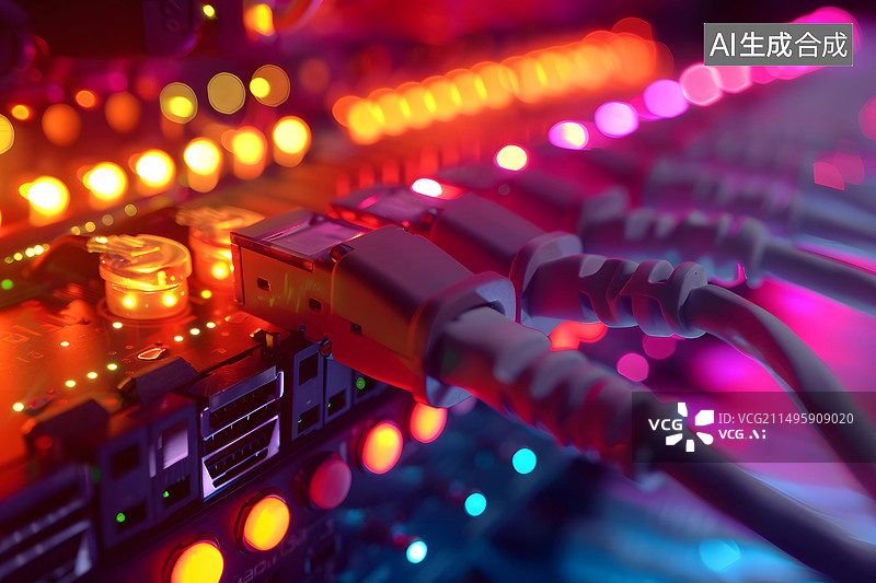 【AI数字艺术】服务器网络连接插头图片素材