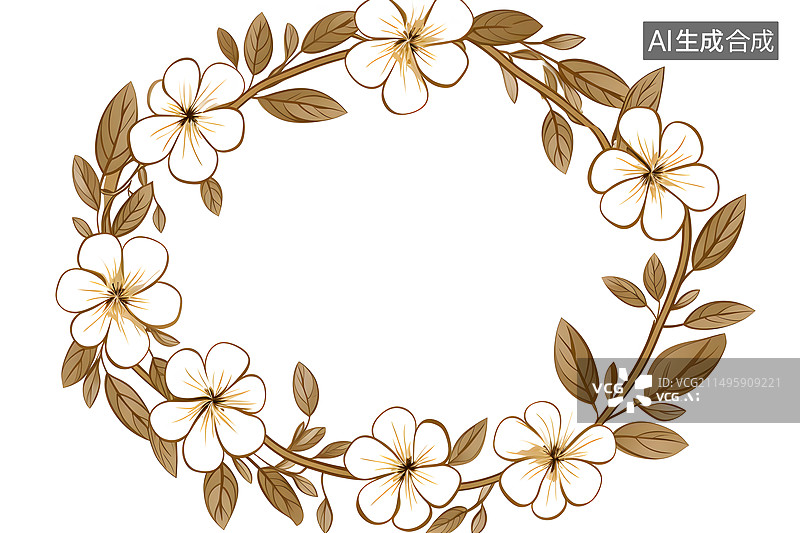 【AI数字艺术】复古花朵组成的花环图片素材