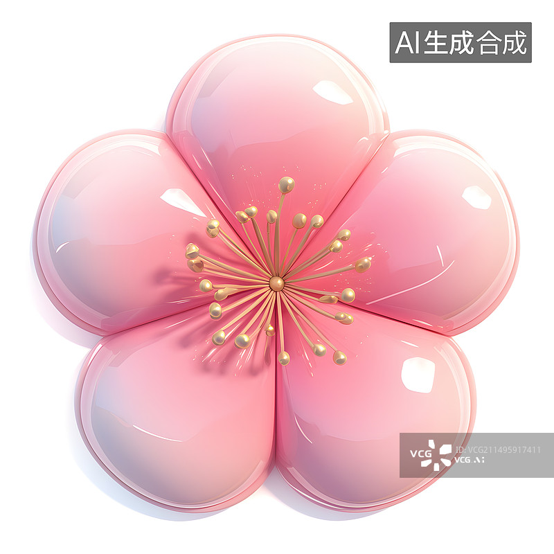 【AI数字艺术】一朵樱花3D卡通图标图片素材