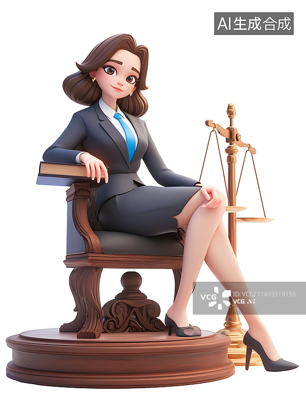 【AI数字艺术】坐在椅子上的律师3D图片素材