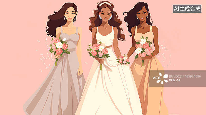 【AI数字艺术】婚礼上的伴娘图片素材
