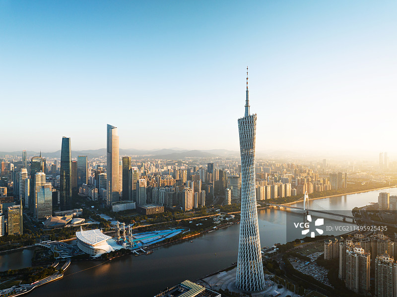 广州塔日出航拍图片素材
